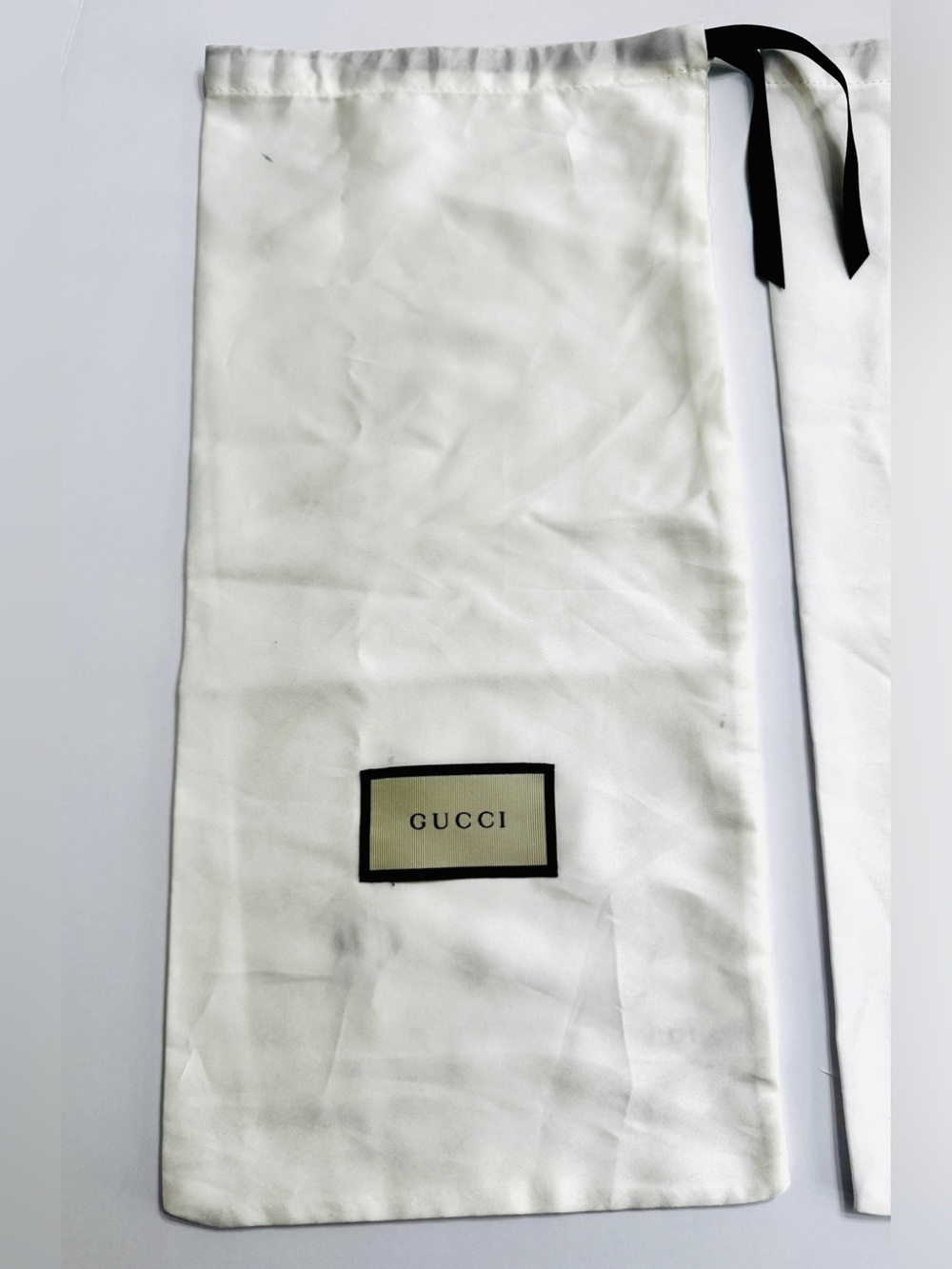 Gucci White Satin Dust Bags Set of 2-Authentic Storage Bag with Drawstring 17x8 - Picture 5 of 12